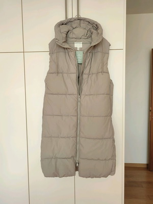H&M Sleeveless Long Jacket Beige New With Hood