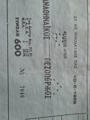 Panathinaikos vs Pezoporikos 1988 Football Ticket like new