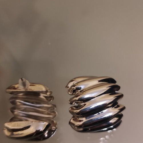 Impressive silver earrings new, iron and titanium steel