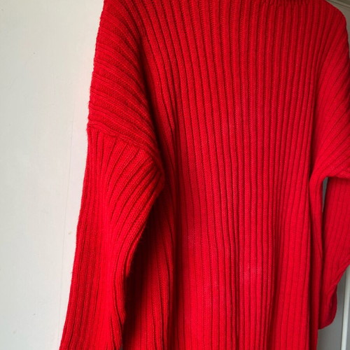 Red ribbed knitted dress used, one size with turtleneck