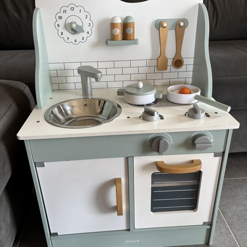 Wooden Play Kitchen with Accessories used