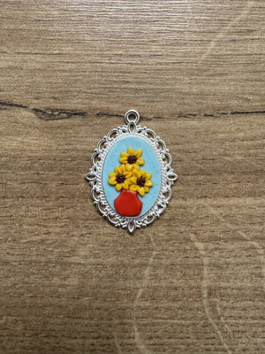 Sunflowers in Vase Charm like new, handmade accessory