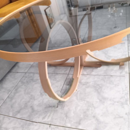Round coffee table Tokyo with smoked glass and unique base