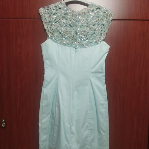 Beige evening dress French Collection like new, turquoise