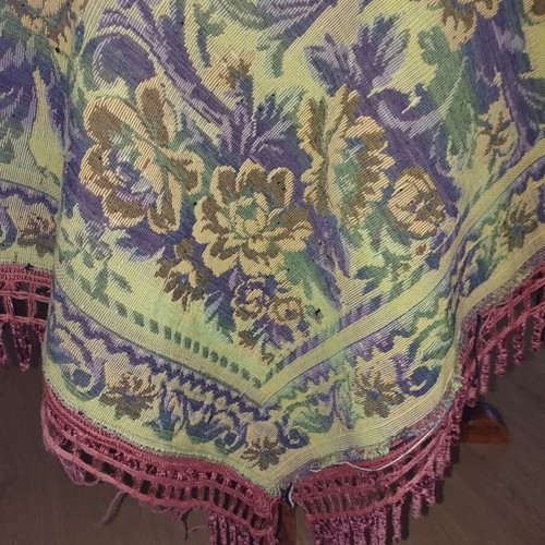 Old double-sided figure tablecloth, thick fabric, 1950s, 1.50x1.50 m
