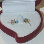 14K gold stud earrings with turquoise, vintage