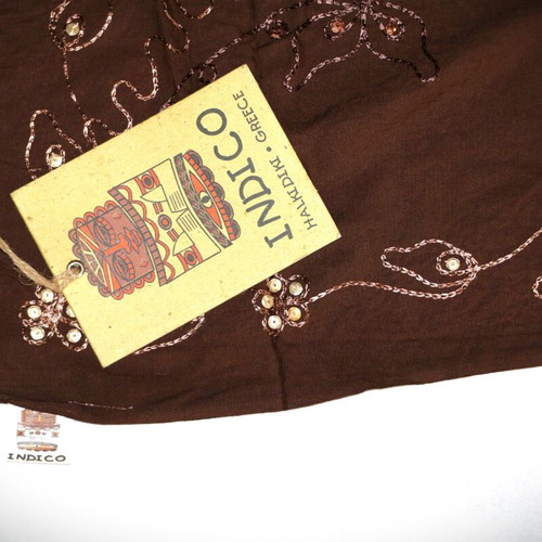 Handmade pareo scarf with sequins silk and cotton blend