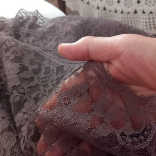 Lace fabric satin chocolate color like new, 85cm width, 4m length