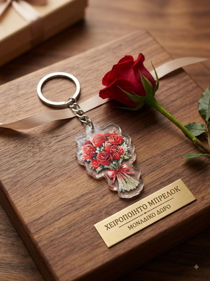 Handmade keychain with Heart & Roses design
