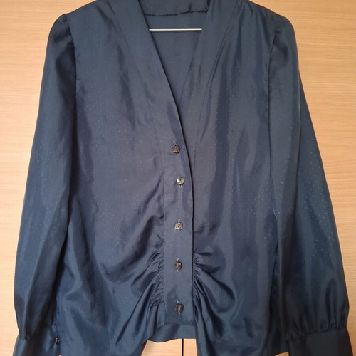 80s Style Navy Blue Shirt with Shoulder Pads used