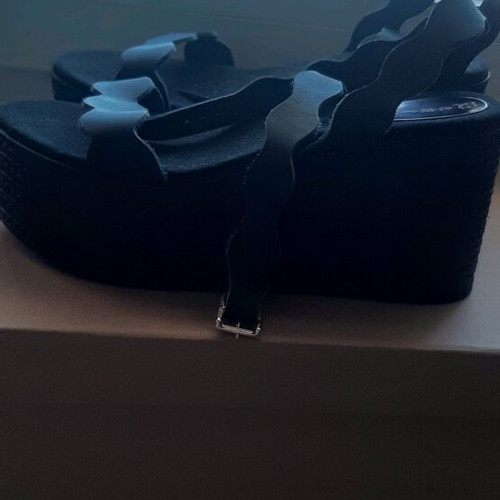 Sandal new leather platform size 39 black