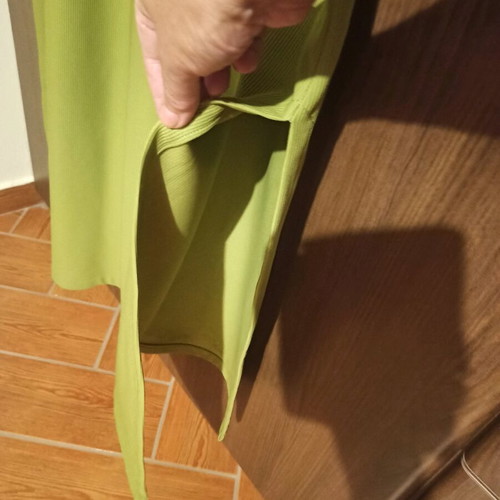 Caftan dress new, green with belt and side slits