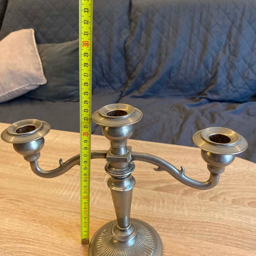 Pair of metal three-arm candlesticks like new, 30x24cm
