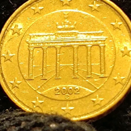 Germany 2002 10 euro cents with error and double strike used