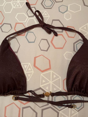 Calzedonia τριγωνικό σουτιέν μαγιό, μαύρο και καφέ, μέγεθος L