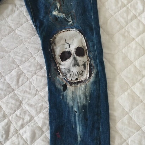 Jeans with handmade details medium, like new, blue