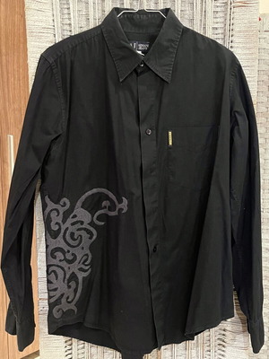 Armani Jeans men's black cotton shirt used, size M, embroidered