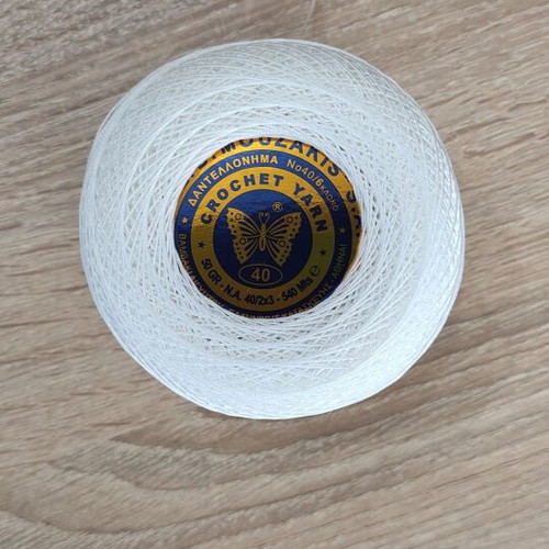 Crochet yarn No 30 - 40 - 50 new, 50g, beige, snow white, red
