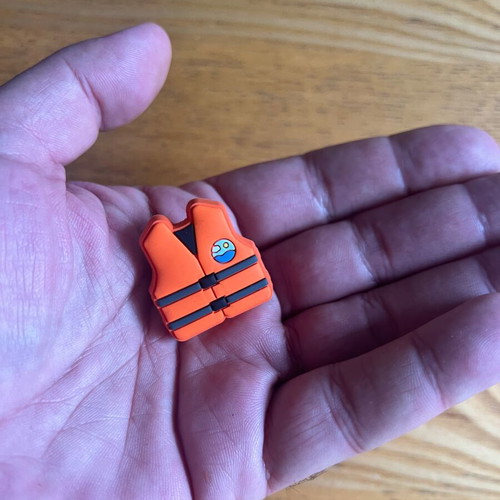 Authentic Crocs pin life vest used, orange