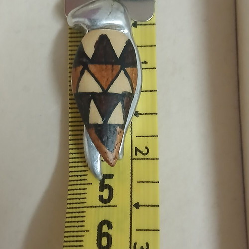 Ethnic pendant, metal and wood