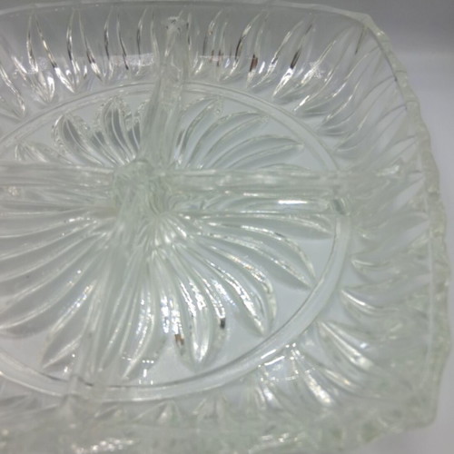 Vintage glass serving platter like new with four compartments