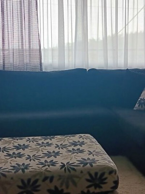 Black right corner sofa used 250x170 with 97x70cm stool