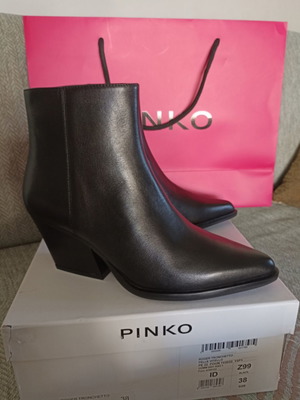 Pinko leather ankle boots new, size 38, black