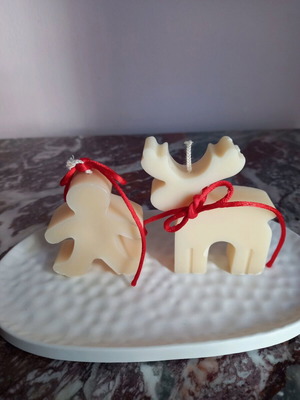 Christmas decorative candle set gingerbread man and reindeer new