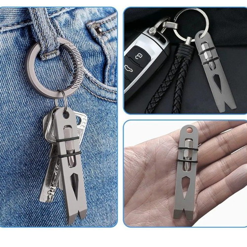 Multifunctional titanium EDC pocket tool with screwdriver and O-rings