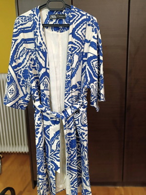 Zara linen kimono new, size S/M, beige and blue