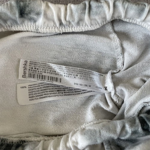 Bershka M sweatpants used, white and gray, cotton