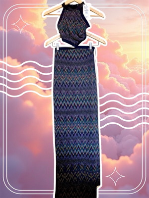 Bershka Maxi Dress new with gold thread and cut-out detail
