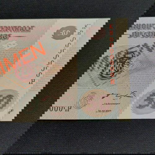 SPECIMEN. CONGO 50 FRANCS.