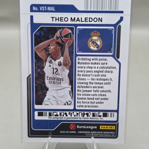 2025-26 Panini Contenders EuroLeague Theo Maledon Veteran Ticket autograph