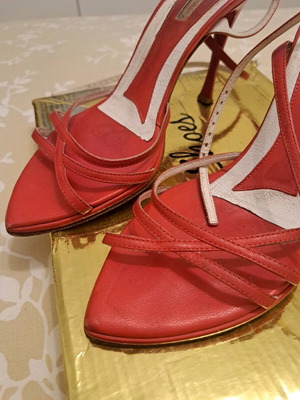 Vintage leather sandals used, red, size 36