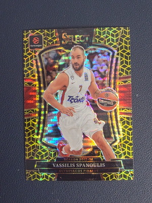 2025/26 Panini Select Euroleague Vassilis Spanoulis 7/10 Olympiacos jersey number card