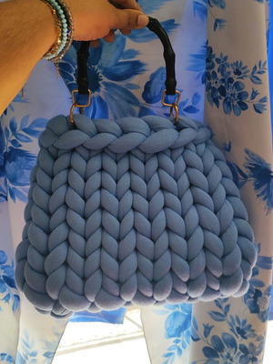 Marshmallow bag, handmade from scratch, blue turquoise