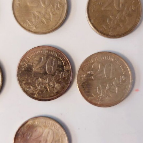 Set of 13 Greek 20 Drachma Coins Dionysios Solomos used