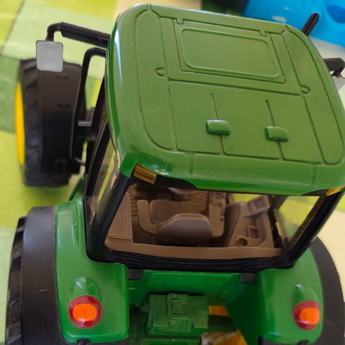 Tractor and tipping trailer toy by ELC, like new, green and yellow