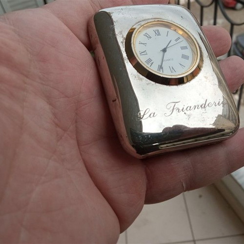 Ρολόι επιτραπέζιο μεταλλικό μεταχειρισμένο, αναλογικό