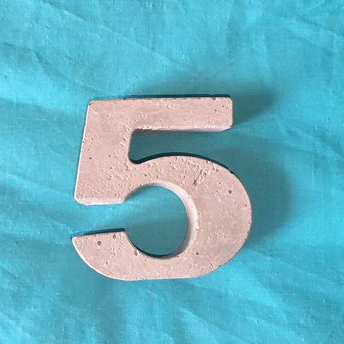 Handmade concrete number 5 decoration