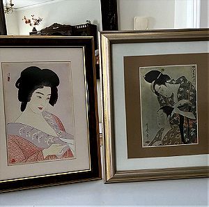 (80€) 2 πίνακες (σετ) Ιαπωνέζων ζωγράφων πωλούνται μαζί ή και μεμονωμένα.(Τυπωμένοι)
