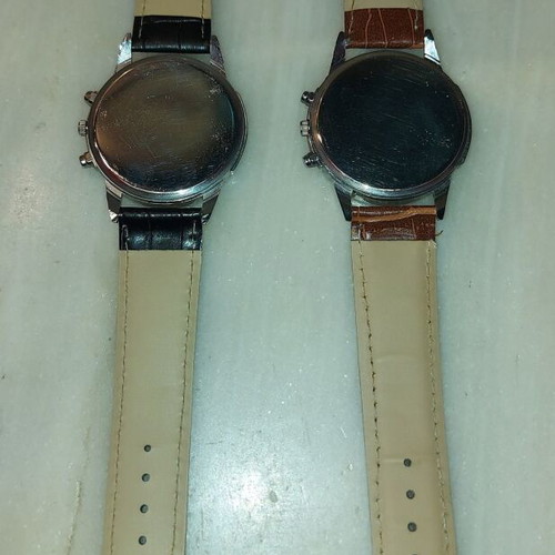 Pack of 2 wristwatches, brown and black, unisex