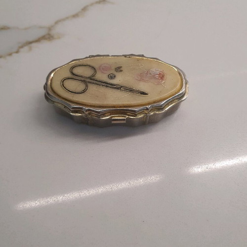 Retro decorative sewing box used