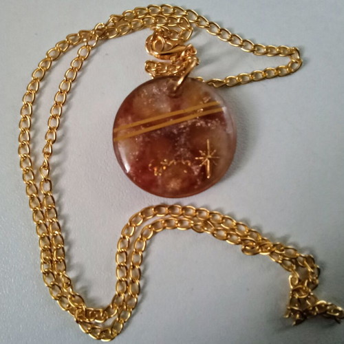 Shiny handmade necklace new, brown and gold tones