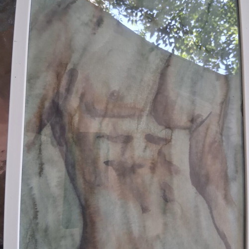 Painting "Γυμνο" framed 20×30cm, like new, signed