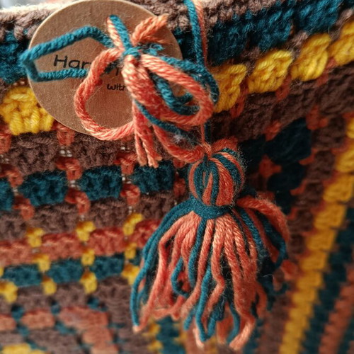 Knitted handmade handbag colorful, new