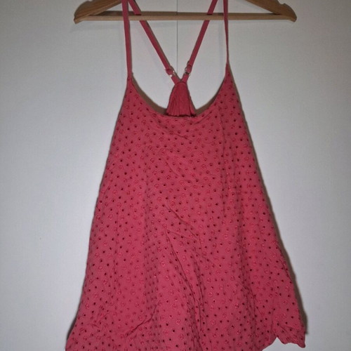 Pink cotton eyelet camisole used with embroidered details