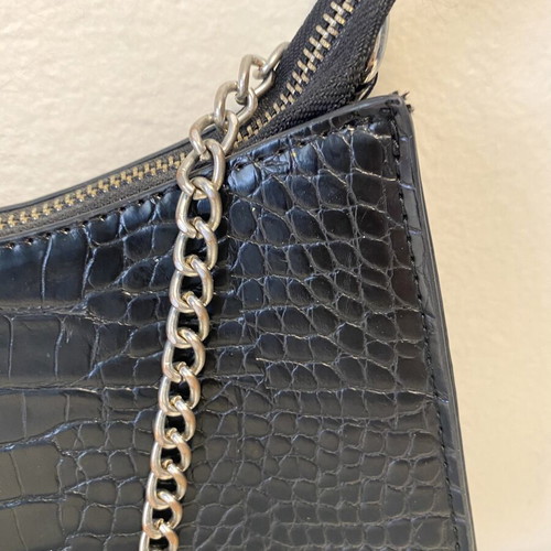 Zara black shoulder bag with silver chain strap