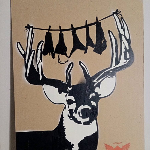 The Proud Cuckold stencil art on cardboard used